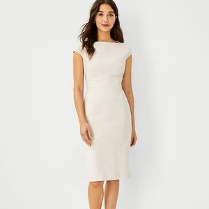 NWT Ann Taylor Envelope Neck Work Dress in Beige